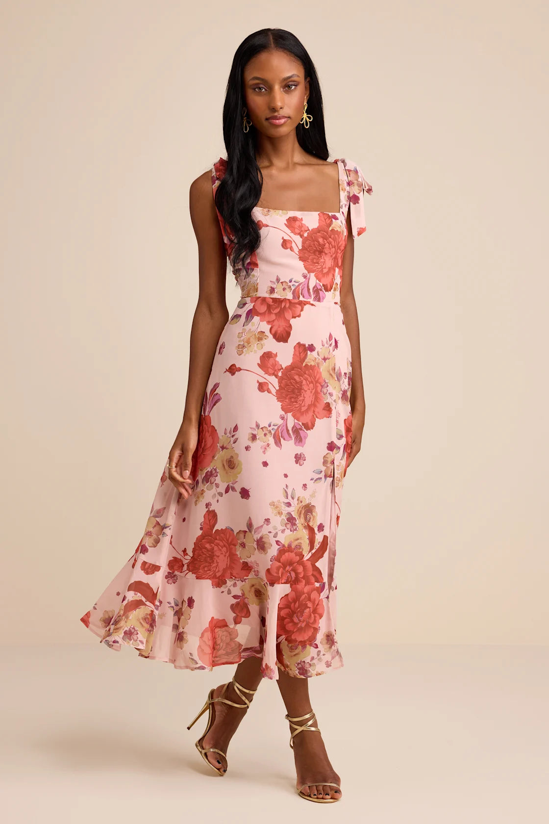 Summer Invite White and Blue Toile Tie-Strap Tiered Midi Dress