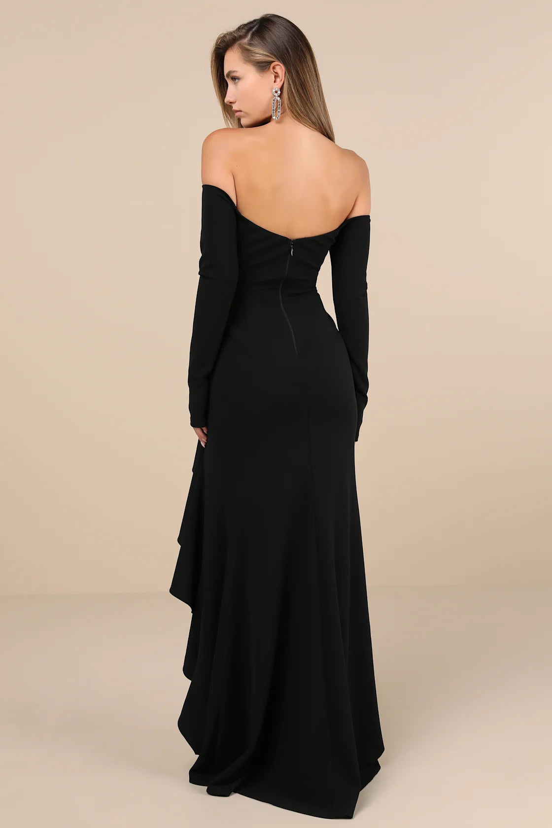 Notorious Perfection Black Off-the-Shoulder Ruffled Maxi Dress