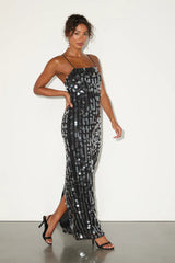 Magdala White Sequin Backless Maxi Dress