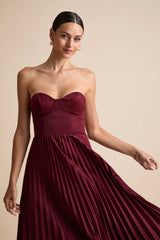 Irelyn Light Brown Satin Bustier Midi Dress