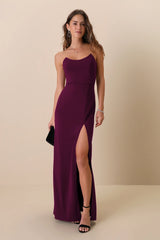 Sensational Beauty Dark Magenta Strapless Maxi Dress