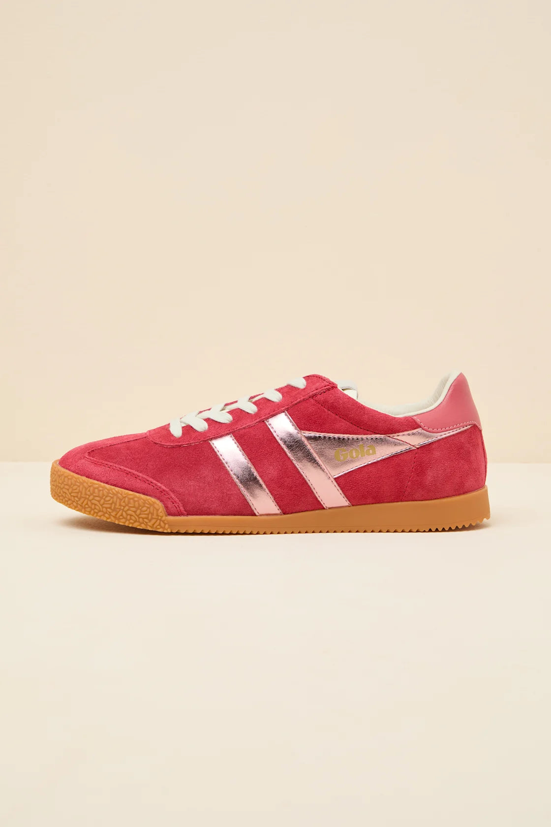 Elan Glitz Red and Pink Suede Lace-Up Sneakers