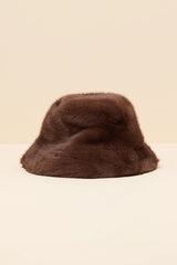 Zozo Brown Faux Fur Bucket Hat