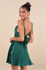 Party with Prosecco Sage Green Satin Tie-Back Mini Dress