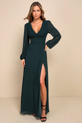 Marvelous Affair Emerald Green Pleated Lace-Up Maxi Dress