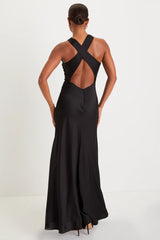 Effortlessly Sensational White Satin Backless Maxi Dress