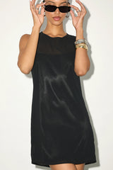 Kataleya Black Chiffon Sleeveless Mini Shift Dress