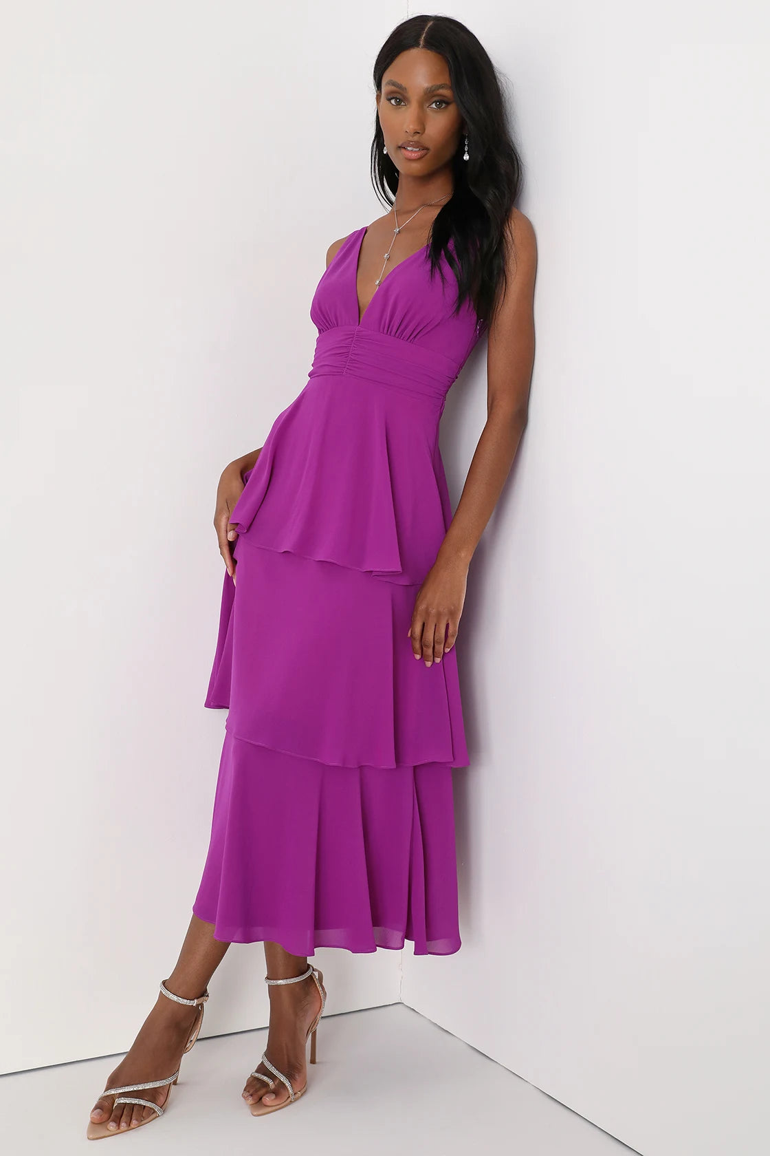 Celebration Time Aqua Sleeveless Tiered Midi Dress
