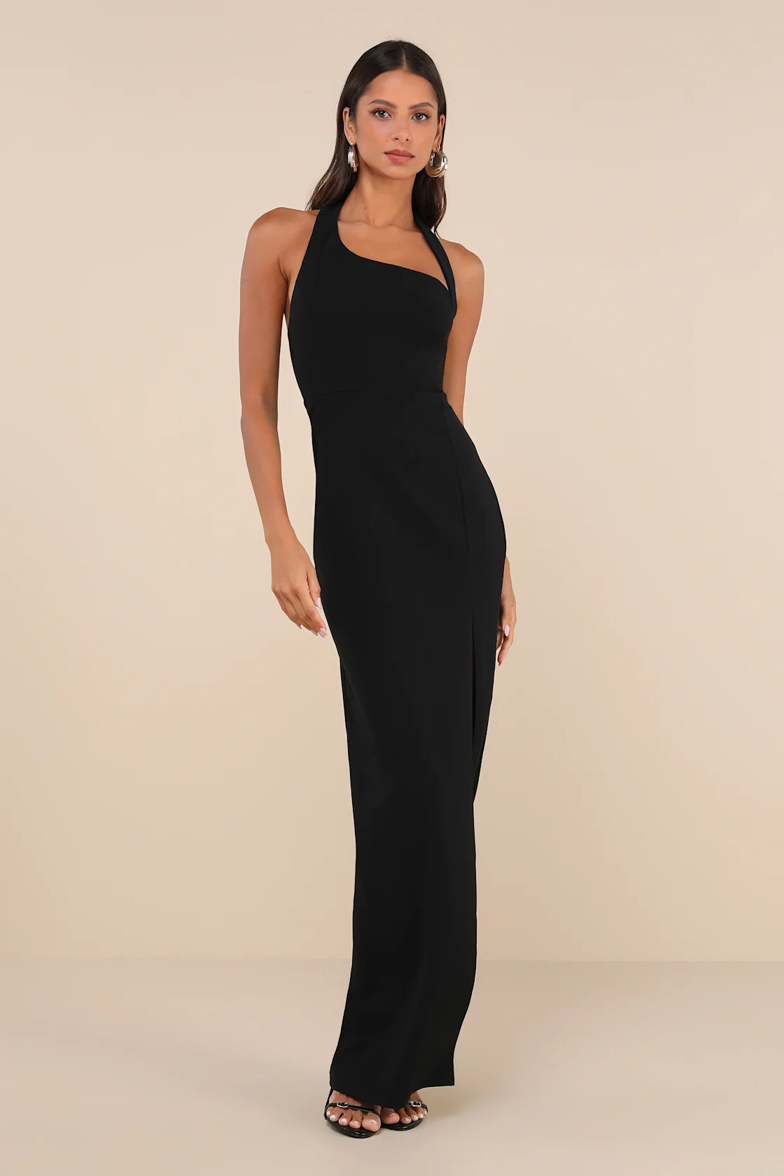 Unforgettable Rust Red Asymmetrical Halter Maxi Dress
