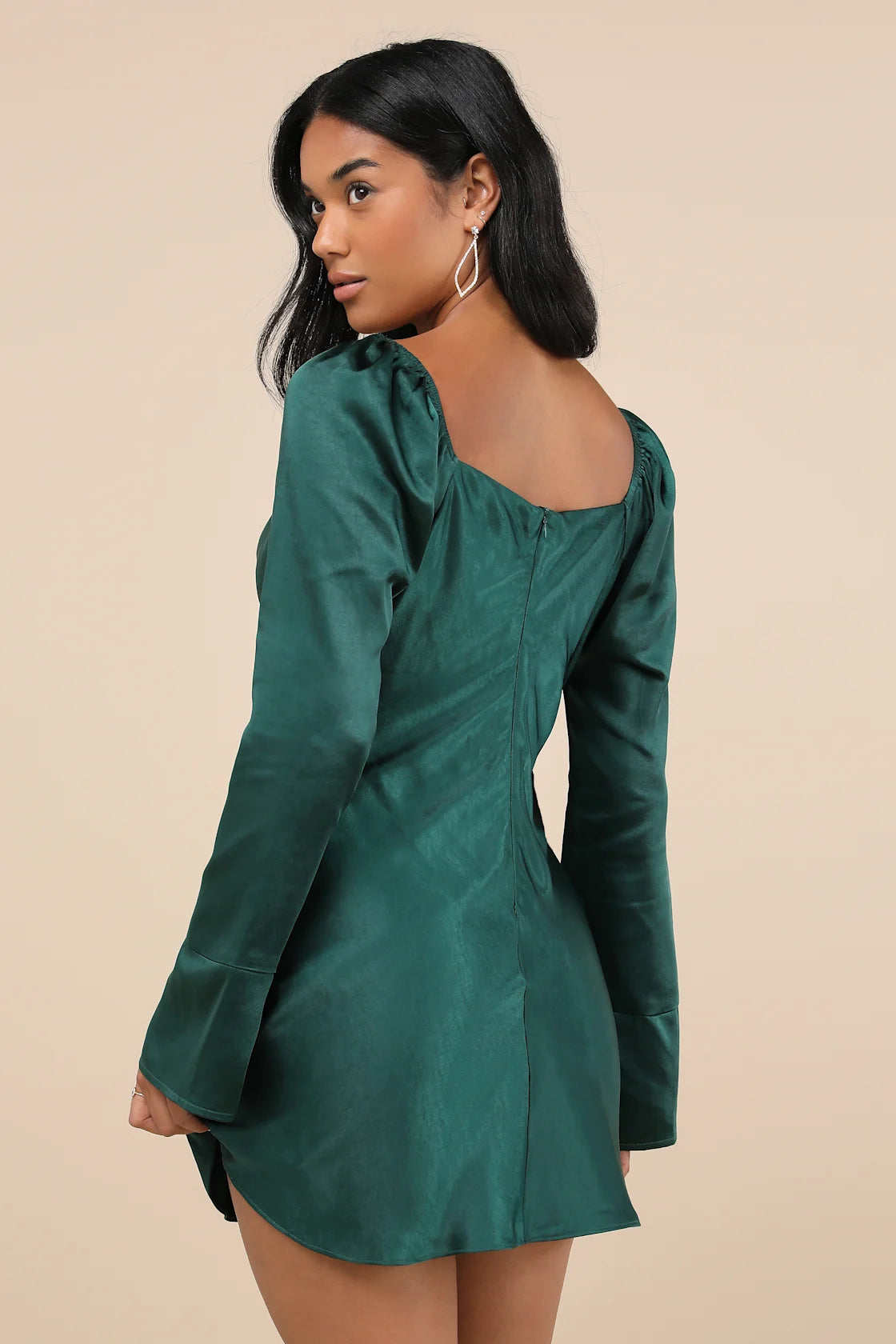Sensational Fate Champagne Satin Cowl Neck Mini Dress