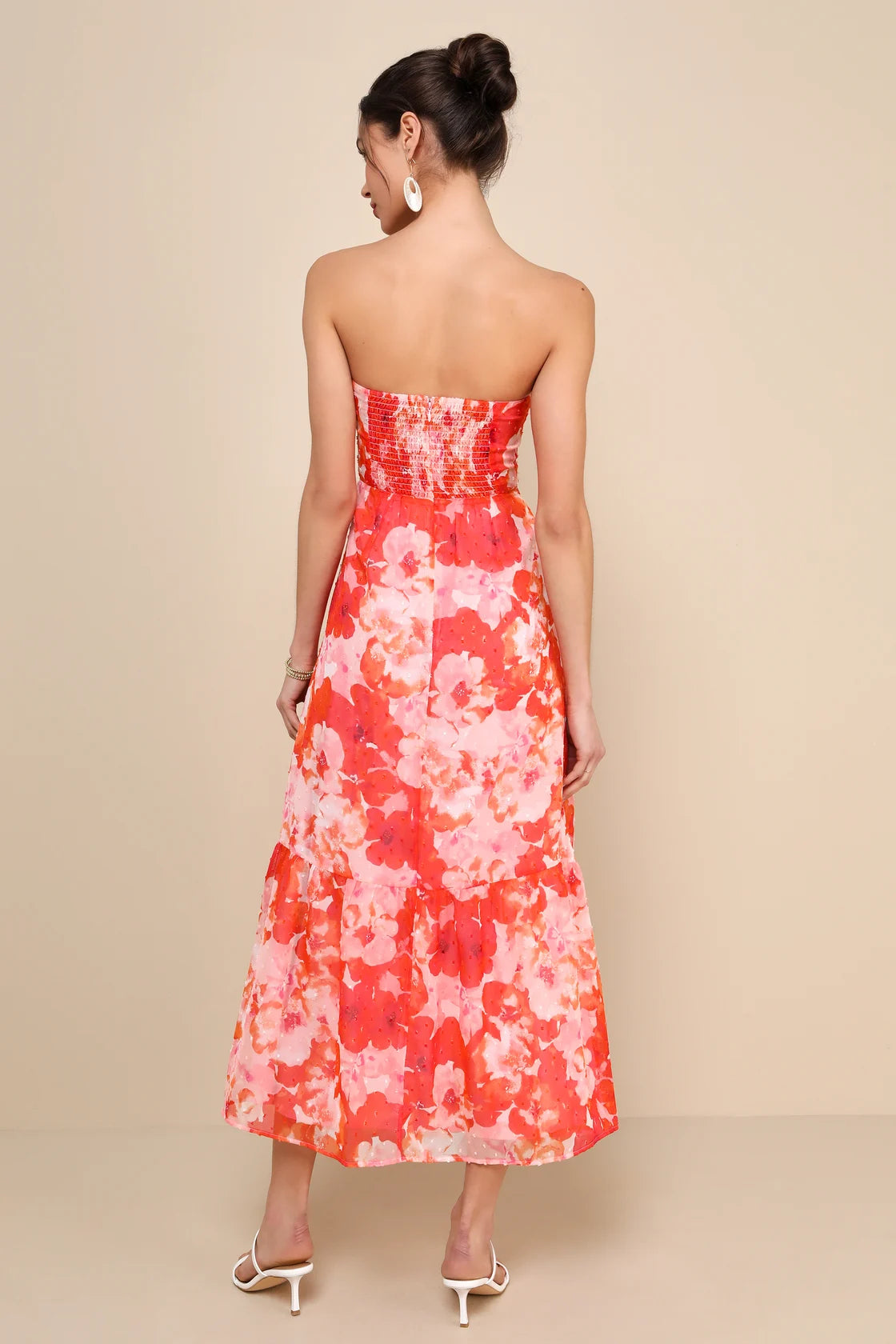 Bright Perspective Teal Floral Strapless Midi Dress