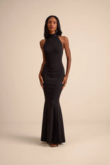 Sihana Black Halter Mermaid Maxi Dress