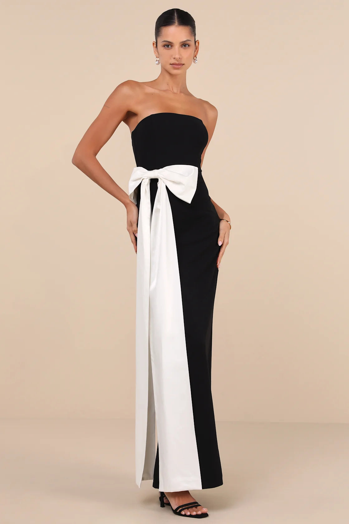 Marvelous Vision Red Strapless Bow Column Maxi Dress