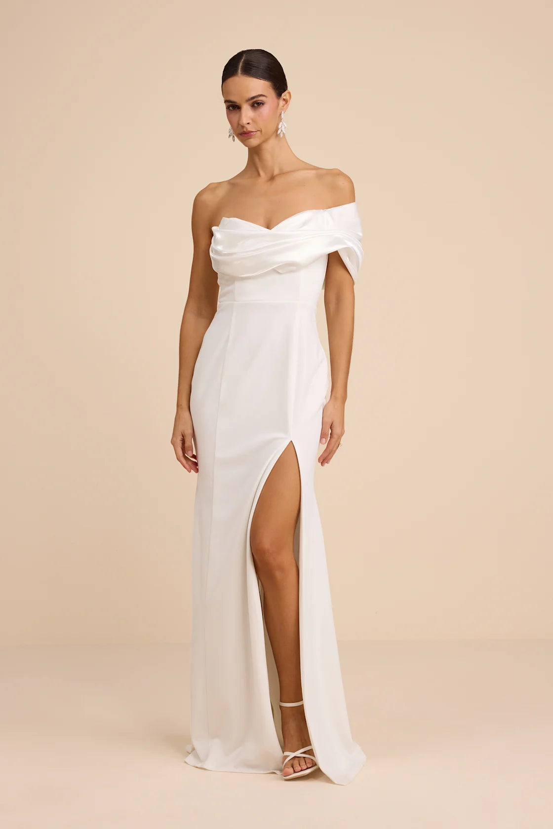 Beaumont White Asymmetrical Mermaid Maxi Dress