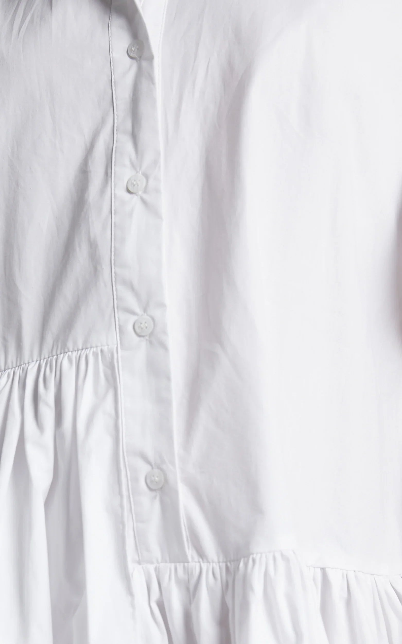 Elowen Mini Dress - Button Up Asymmetrical Tiered Smock Dress in White