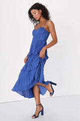 Cascading Crush Emerald Tiered Bustier Midi Dress