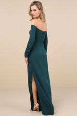 Stunning Excellence Black Off-the-Shoulder Maxi Dress
