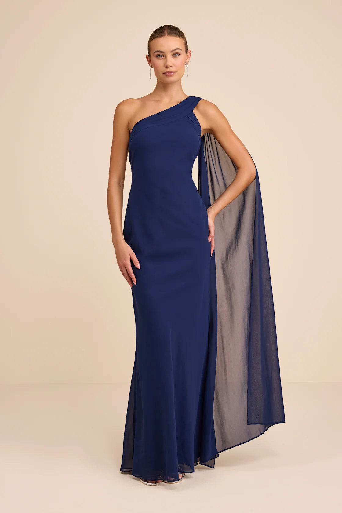 Carmenza Red One-Shoulder Sash Maxi Dress