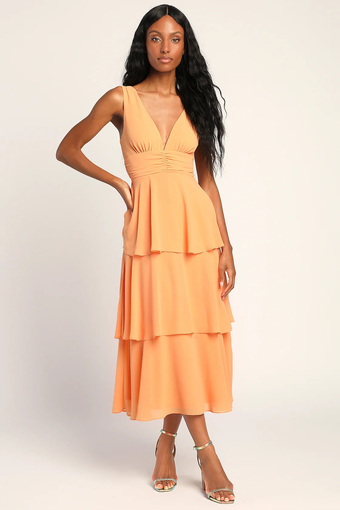 Celebration Time Aqua Sleeveless Tiered Midi Dress