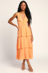 Celebration Time Aqua Sleeveless Tiered Midi Dress