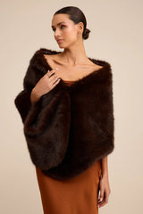 Upscale Approach Dark Brown Faux Fur Stole