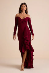 Notorious Perfection Black Off-the-Shoulder Ruffled Maxi Dress