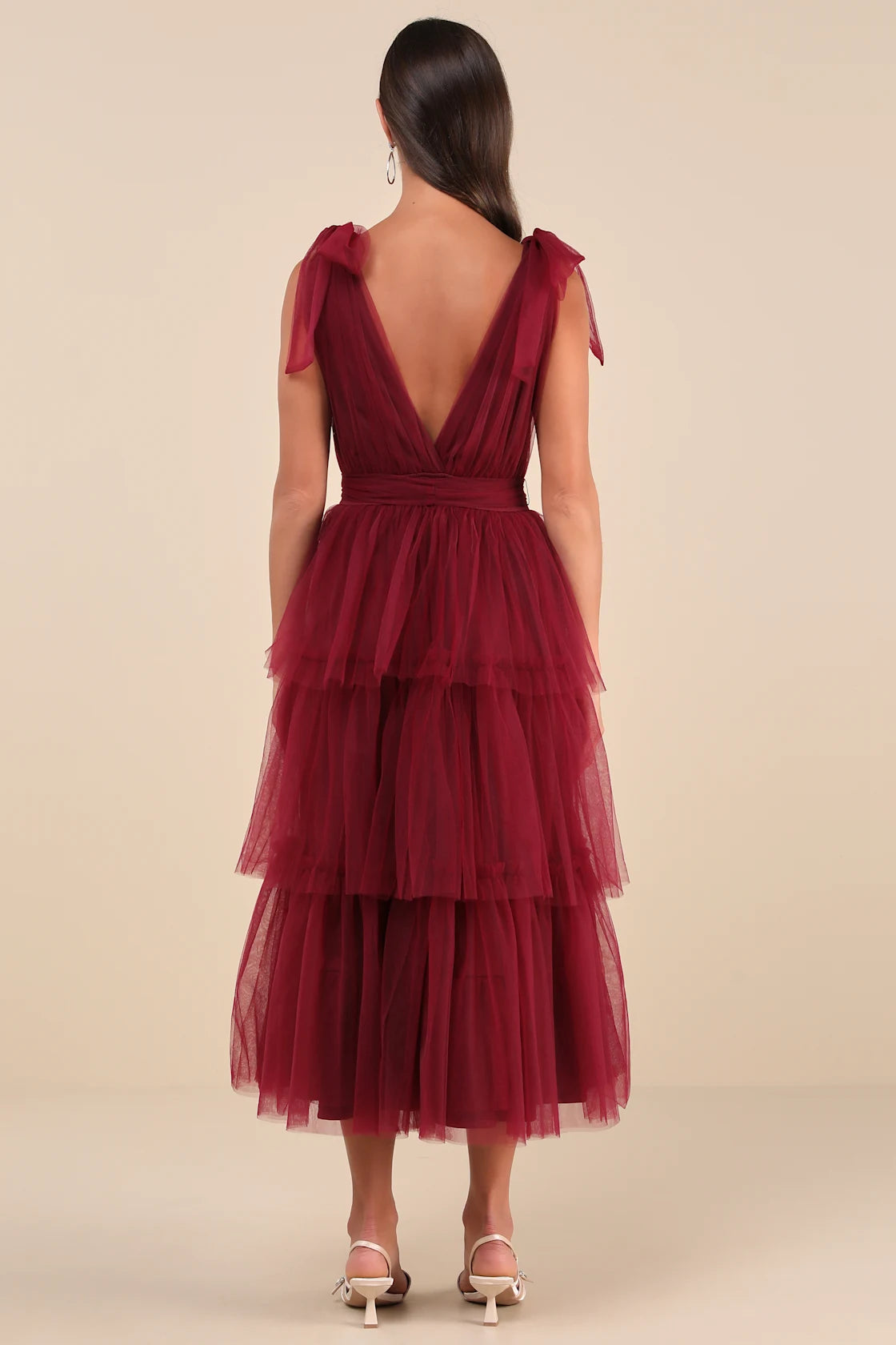 Flawless Arrival Navy Blue Tulle Tie-Strap Tiered Maxi Dress