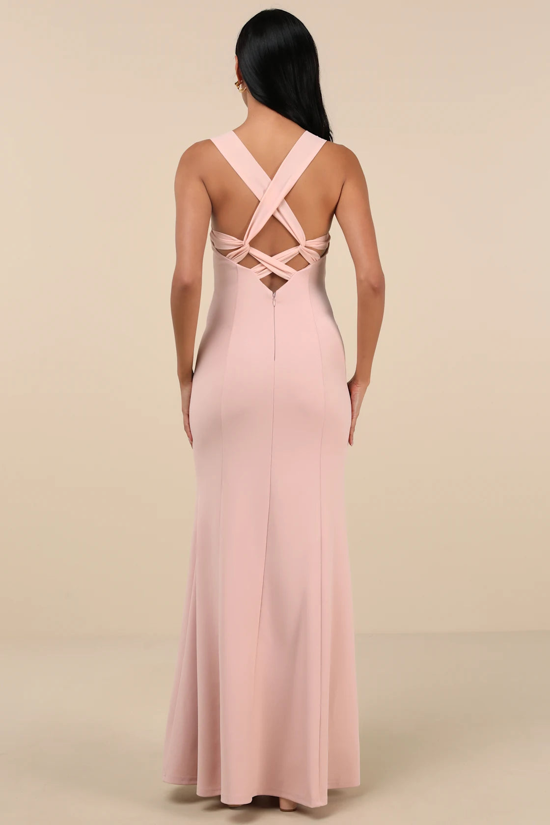 Taline Blush Pink Strappy Mermaid Maxi Dress