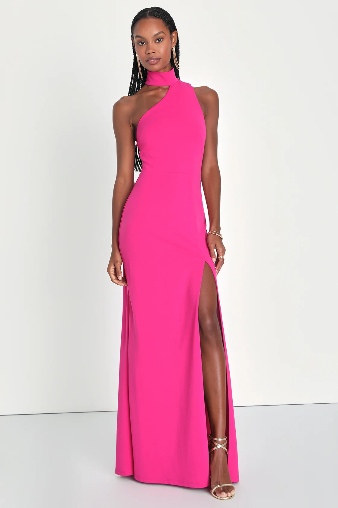 Keep It Interesting Green Asymmetrical Cutout Halter Maxi Dress