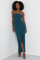 After Hours Black Strapless Ruffled Maxi Dress