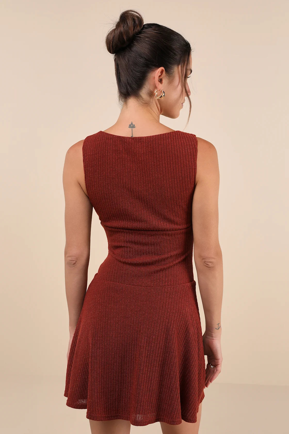 Modern Moves Navy Blue Ribbed Knit Sleeveless Mini Dress