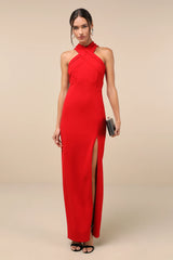 Head to Cocktail Hour White Halter Neck Maxi Dress