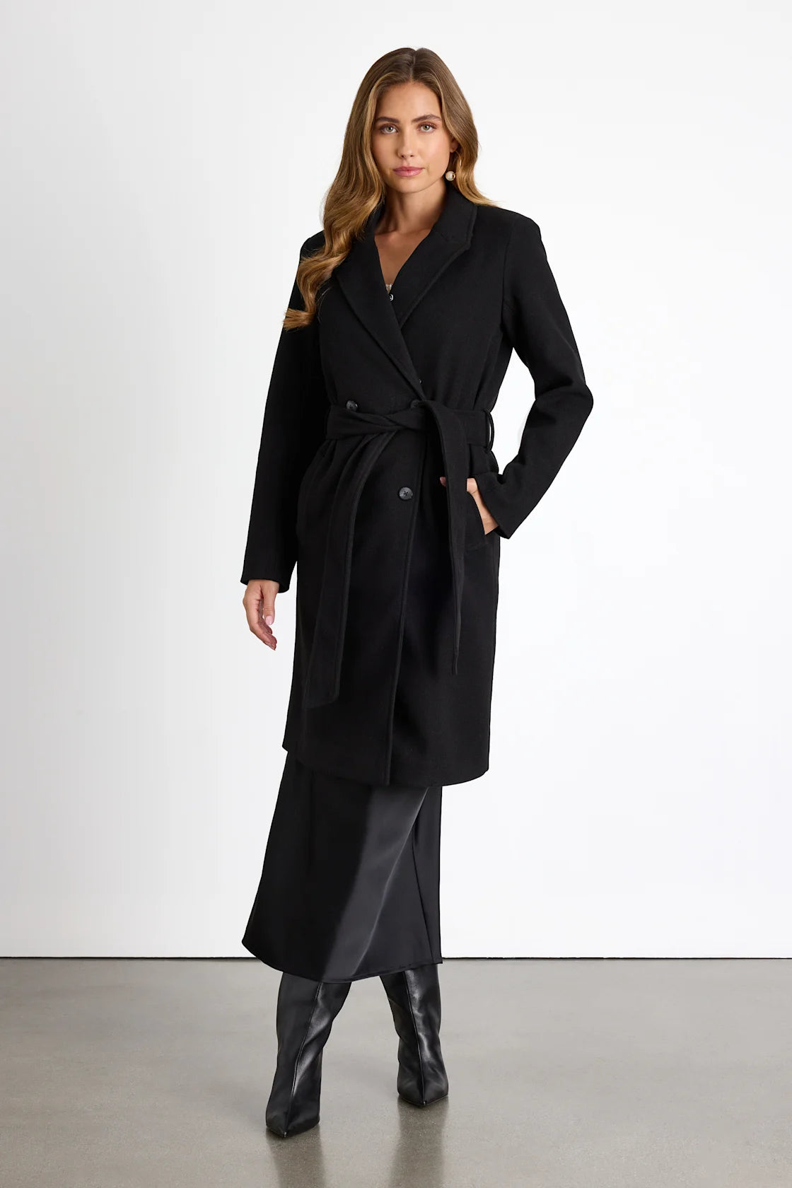 Cantrell Taupe Double-Breasted Faux Fur Coat