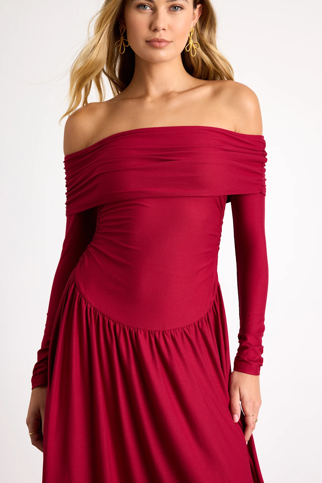 Sescca Black Off-the-Shoulder Jersey Knit Maxi Dress