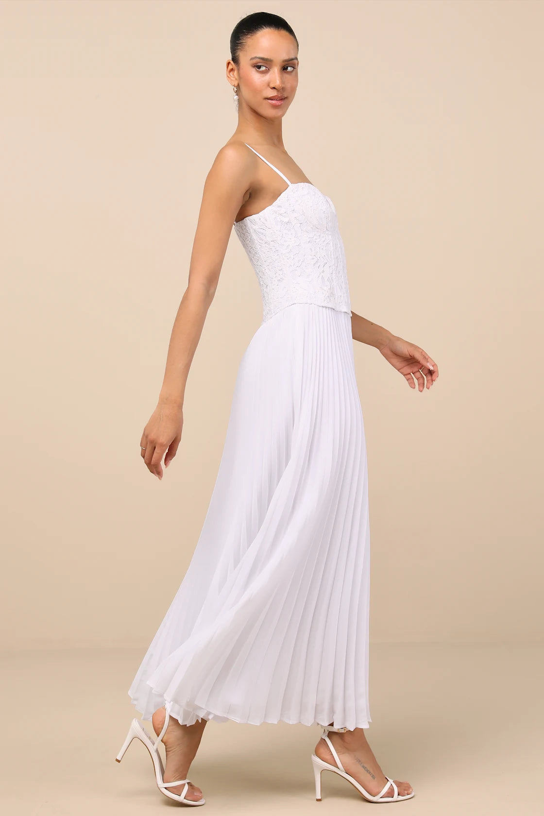 Corleone White Lace Bustier Midi Dress