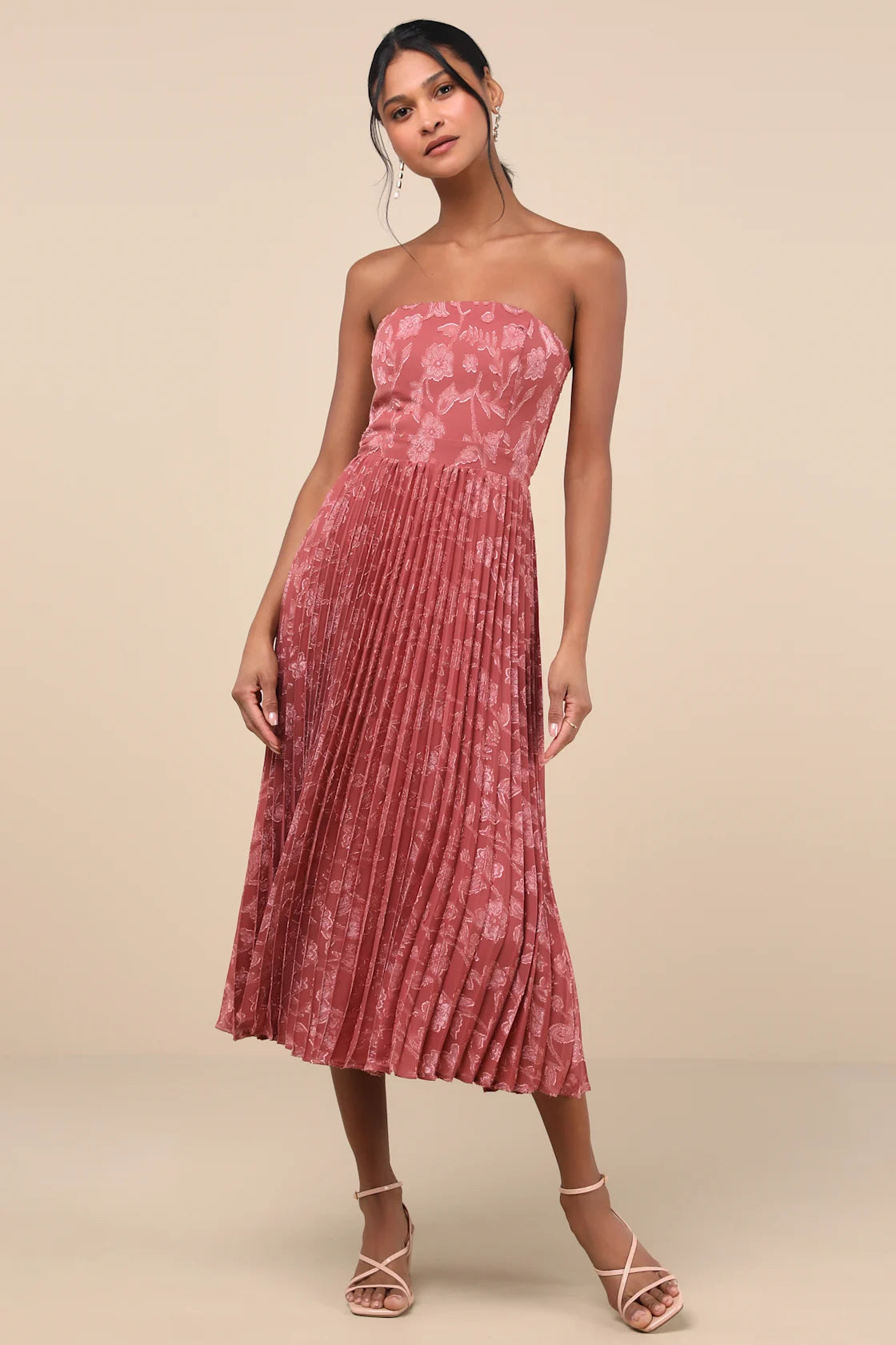 Perfectly Stunning Emerald Jacquard Strapless Midi Dress