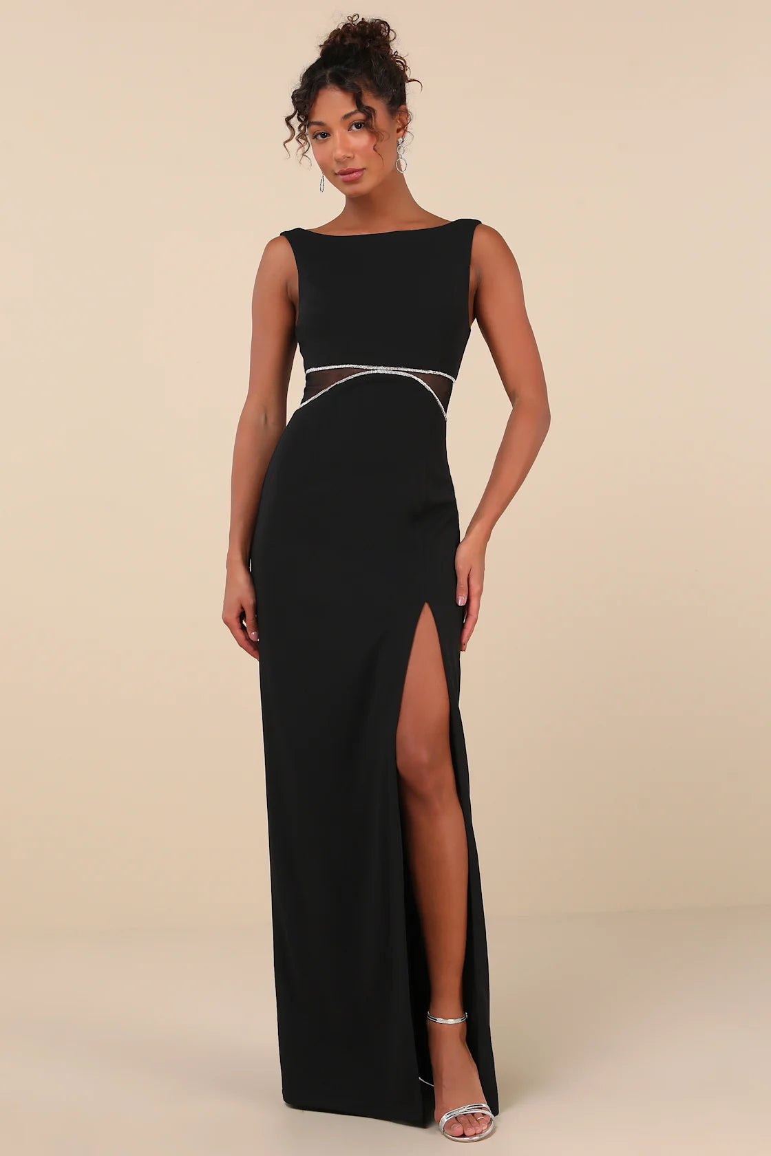 Glamorous Invite Black Rhinestone Maxi Dress