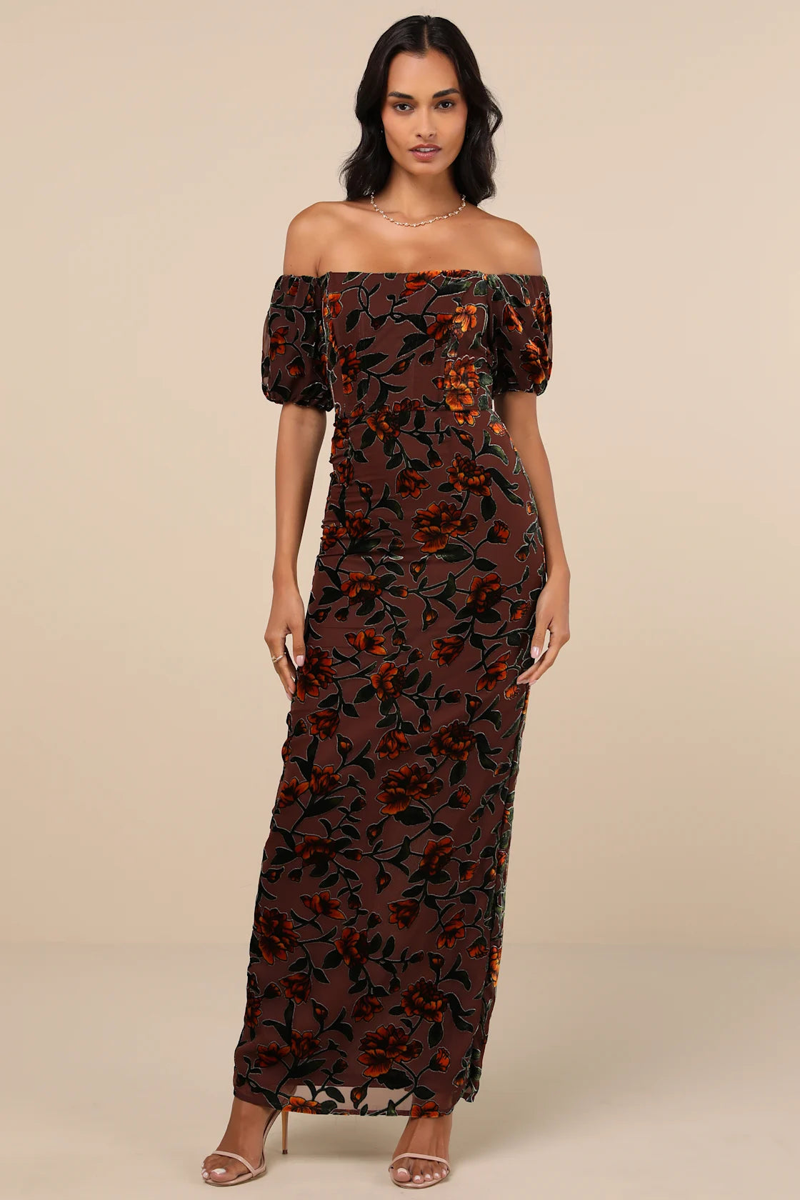 Confidently Impressive Blue Velvet Off-the-Shoulder Maxi Dress