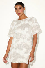 Kayleena Burgundy Sequin Rosette Tie-Back Shift Dress