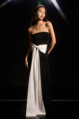 Marvelous Vision Red Strapless Bow Column Maxi Dress