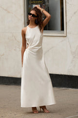 Cherita Periwinkle Blue Satin Cutout Maxi Dress
