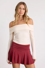 Celida Rusty Rose Jersey Knit Low-Rise Micro Mini Skort