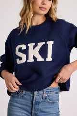 Ninon Navy Blue Graphic Pullover Sweater