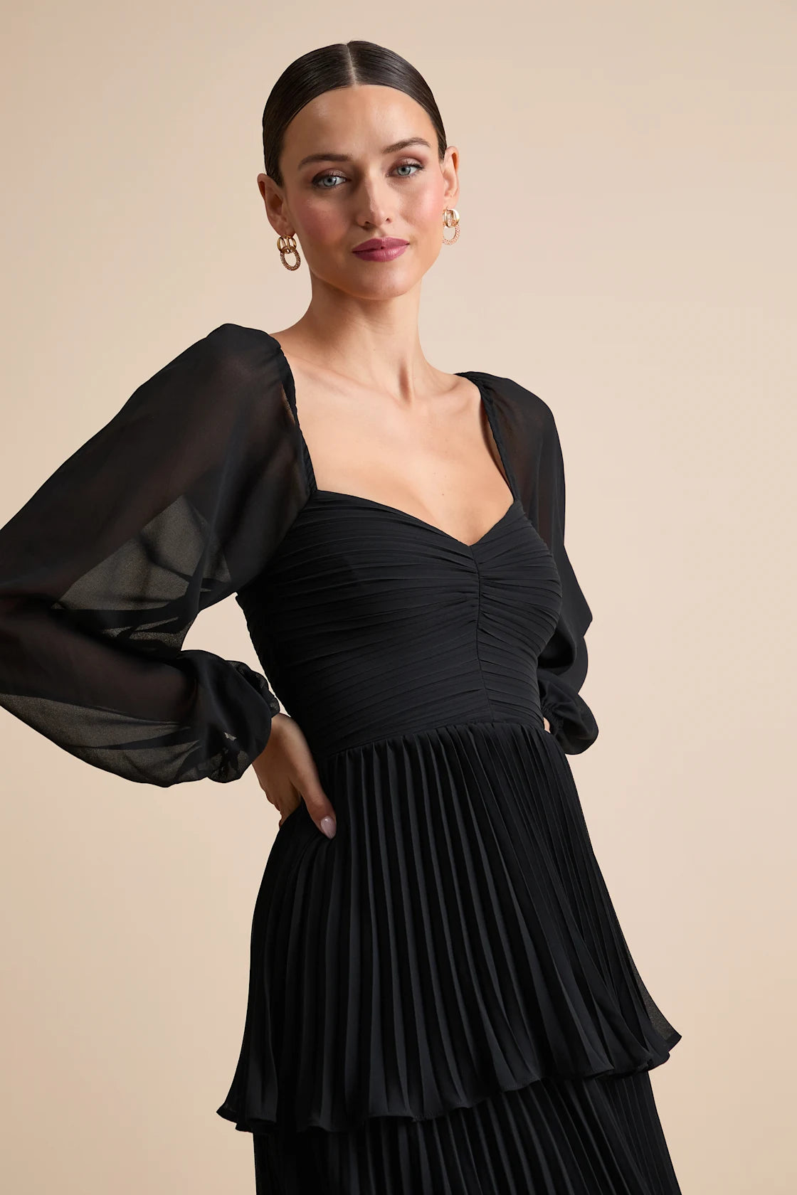 Impactful Elegance Purple Tiered Balloon Sleeve Maxi Dress