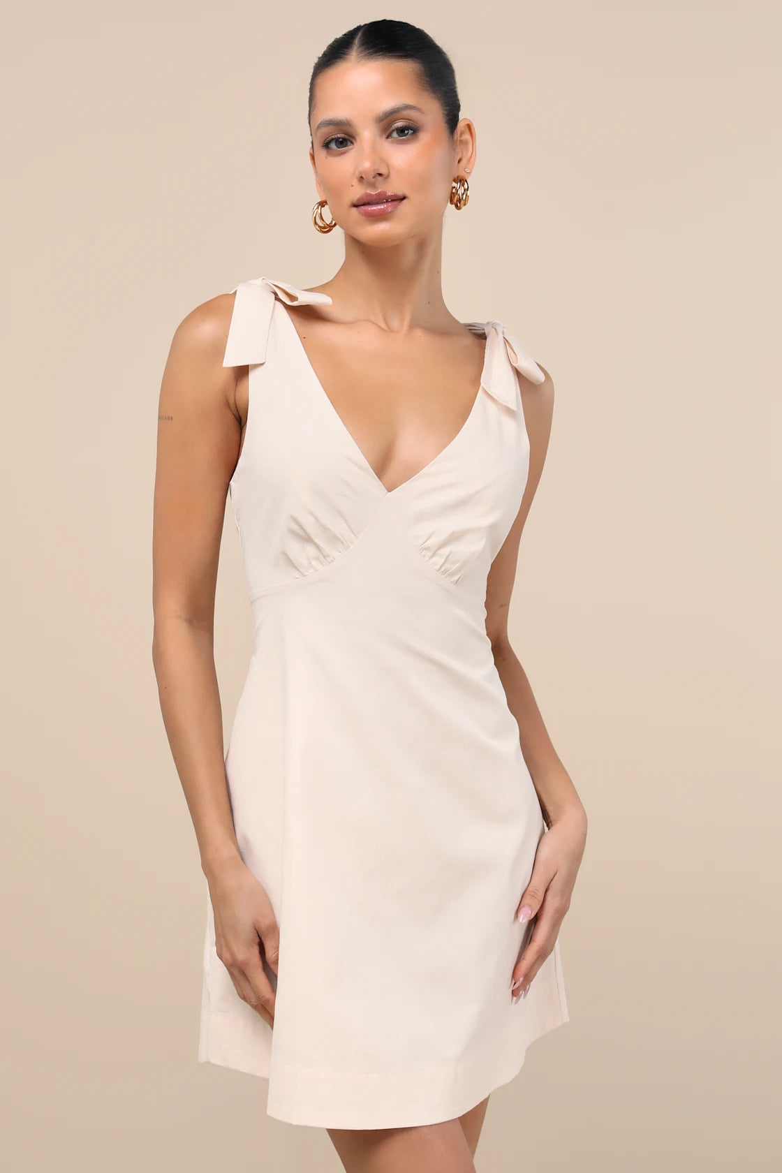 Gabriella Cream Tie-Strap Mini Dress