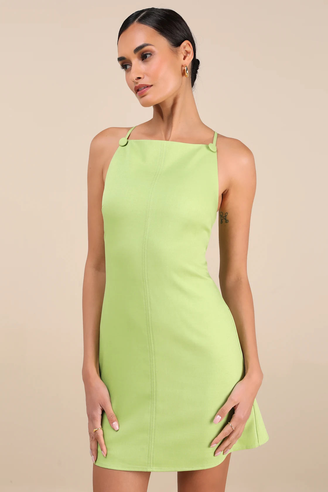 Chic Ease Lime Green Sleeveless Mini Dress