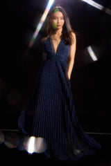 Especially Stunning Blue Sparkly Pleated Maxi Dress