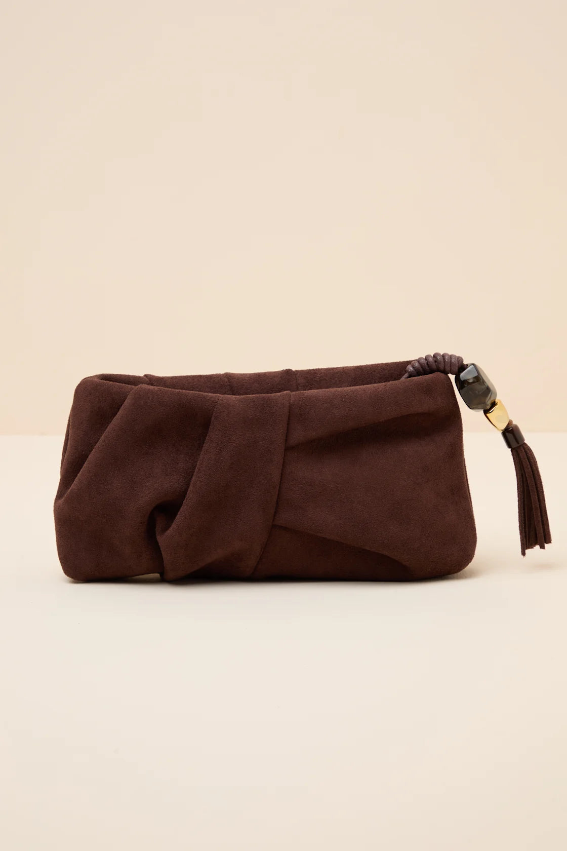 Louela Chocolate Suede Clutch