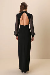 Seeking Sophistication Plum Backless Balloon Sleeve Maxi Dress