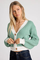 Here Comes a Holiday Red and White Striped Button-Up Cardigan